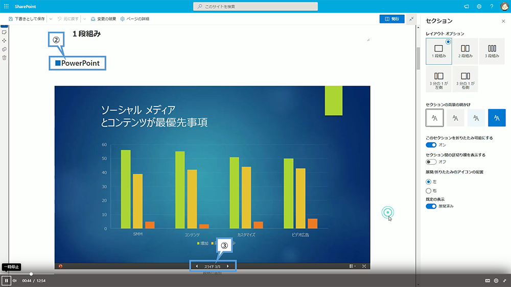 ファイルとメディアを配置した場合の画面表示